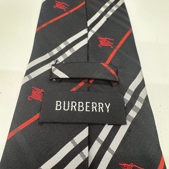 Burberry Vintage Striped Silk Tie – Black, Red & White - Picture 3 of 4